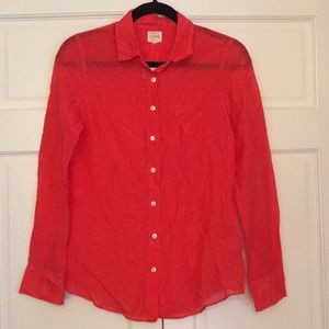 NWT J Crew Factory Silk Bright Red Blouse Sz.XS